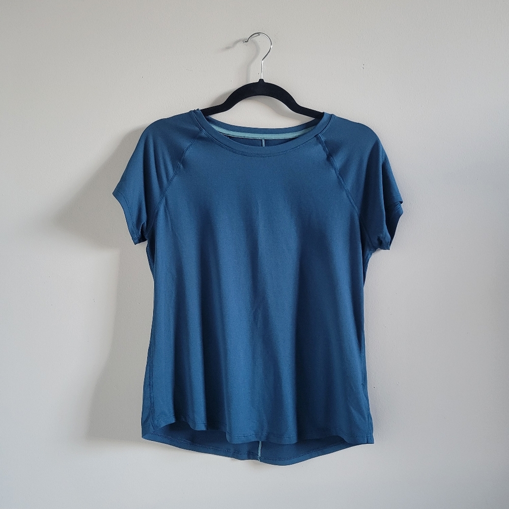 Champion Duo Dry Denim Blue Athletic Workout T-Shirt Womens Small Activewear